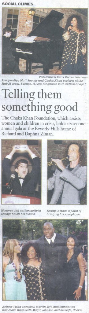 LA Times article about Matt Savage and Chaka Khan